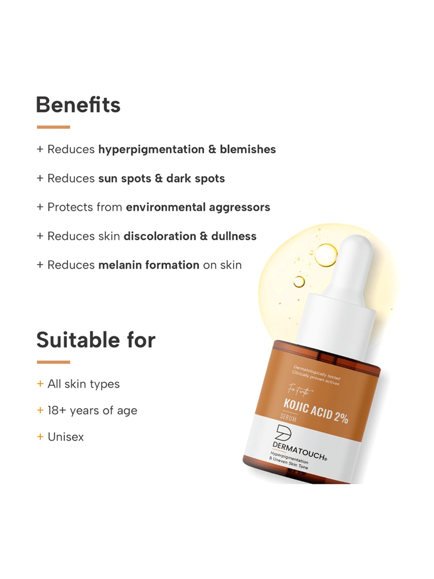 DERMATOUCH Kojic Acid 2% Serum - 18 ml