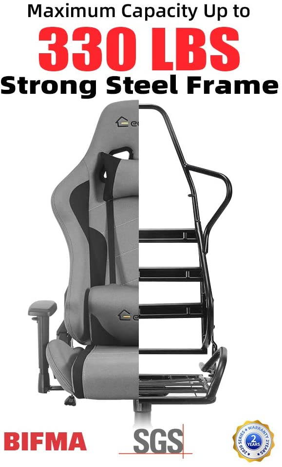 Eclife High Back Computer Game Chair with Adjustable Massage Lumbar Support and Headrest Racing Style Swivel Executive Office Desk Gaming Chair