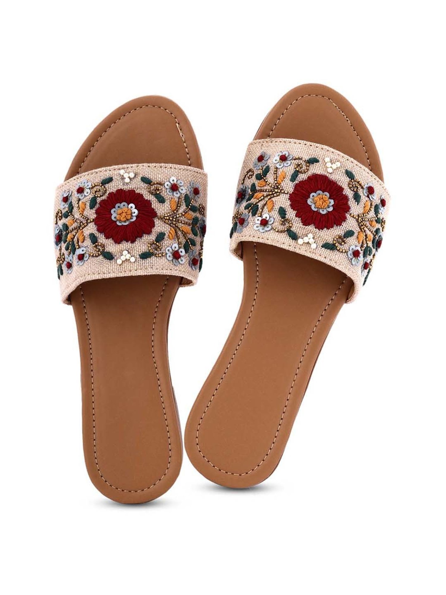 Kiana Women's Beige Ethnic Sandals