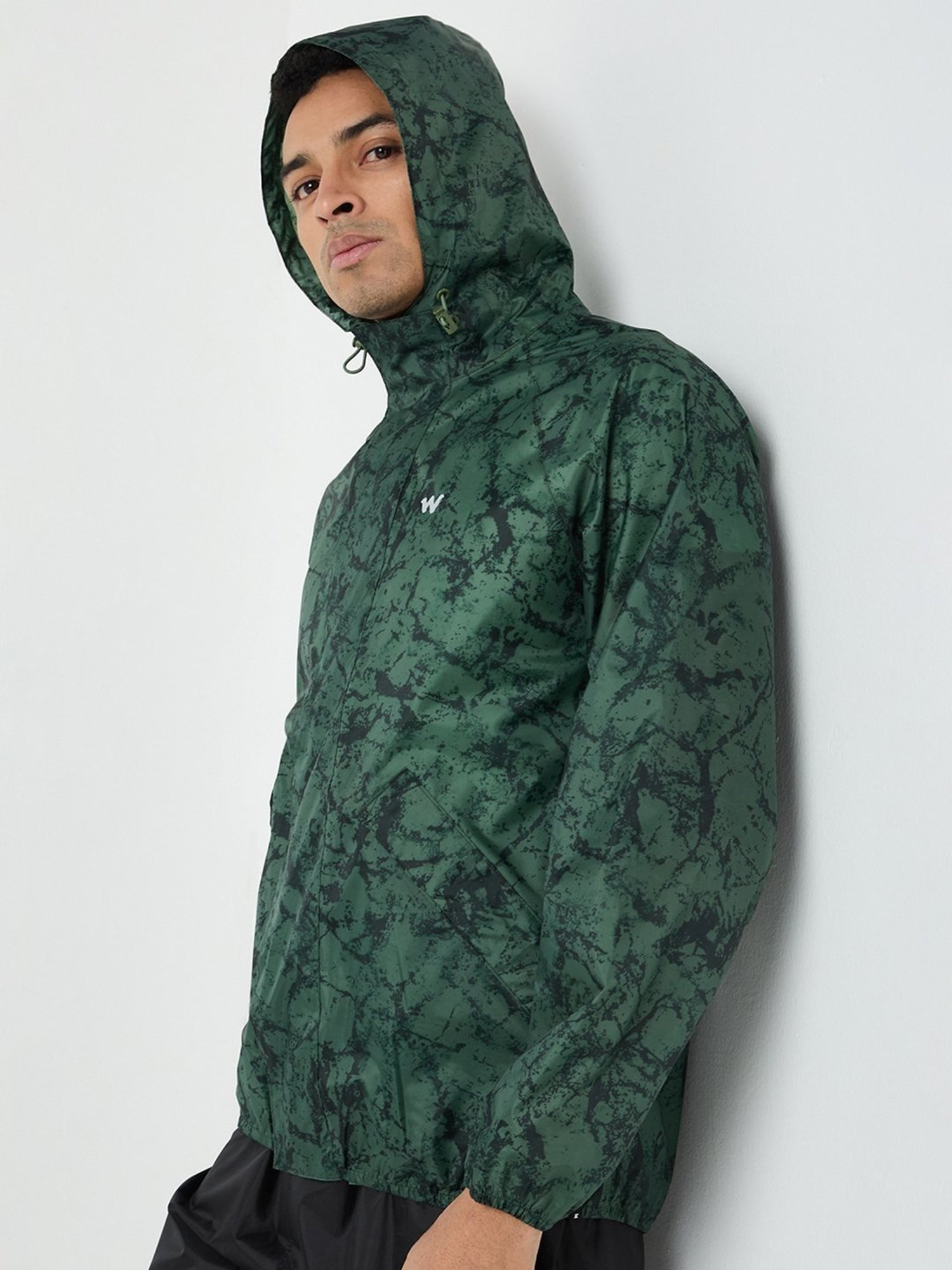 Wildcraft Green & Black Regular Fit Printed Raincoat Set