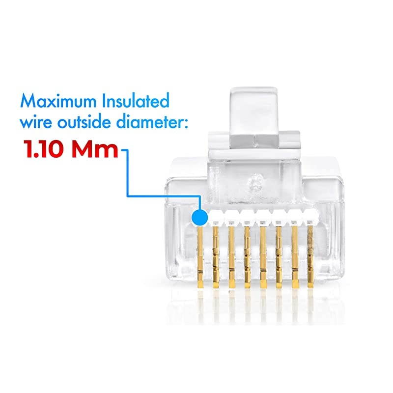 RJ45 Cat6 Pass Through Connectors Pack of 200Jar | Crimp Connector UTP Network Unshielded Plug for Twisted Pair Solid Wire Standard Cables | Transparent Passthrough Ethernet Insert
