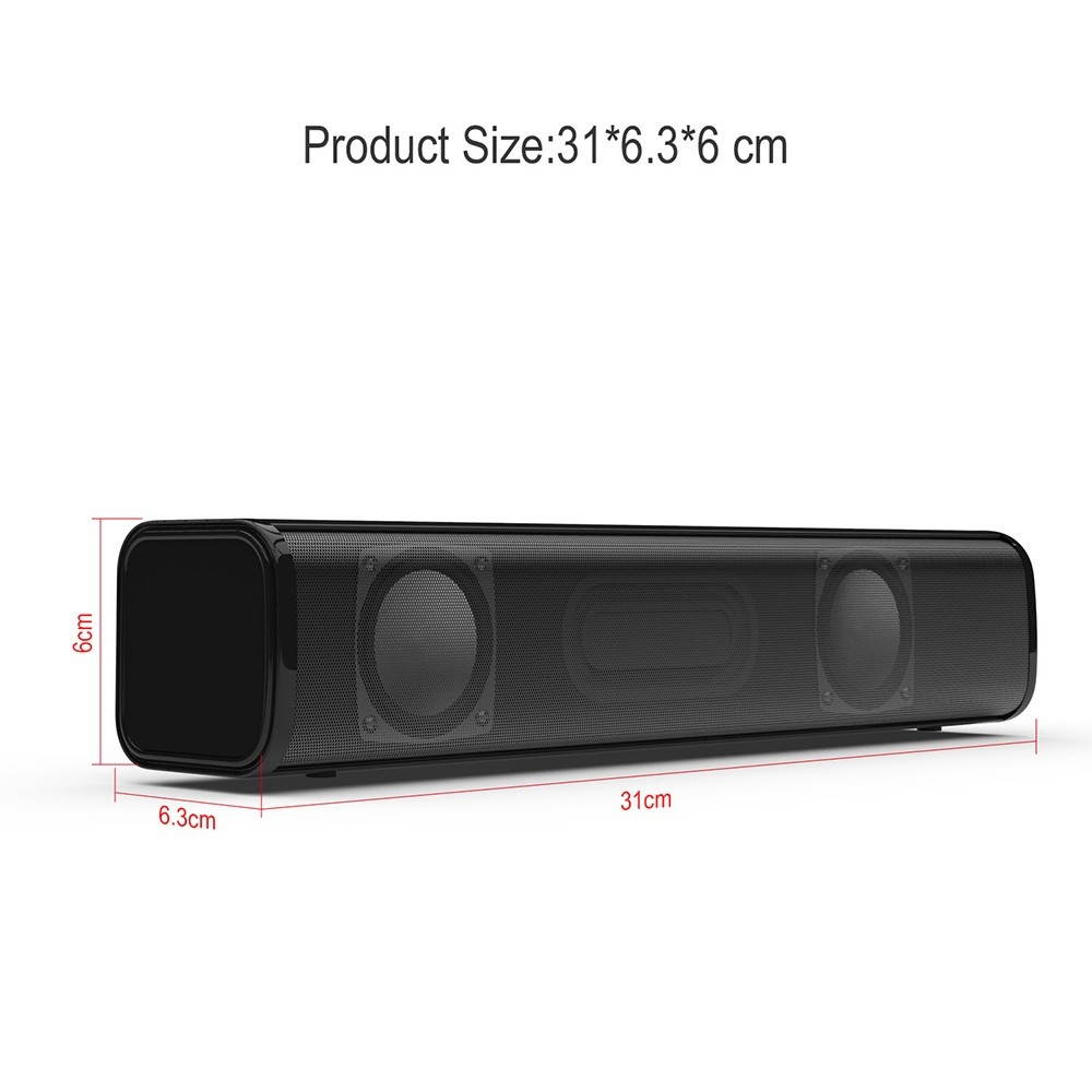 2*3W USB Powered Soundbar Audio Player 3.5mm Wired PC Speakers Subwoofer for Home Office TV PC Projecter