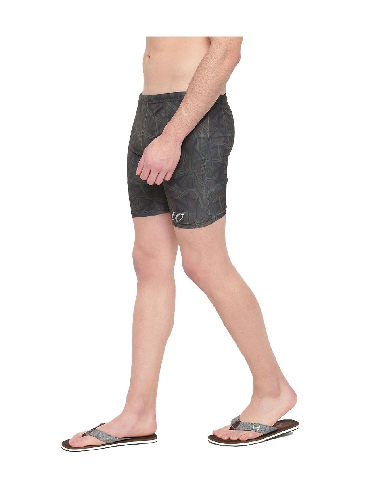 IO Green Camo Skinny Fit Swim Shorts