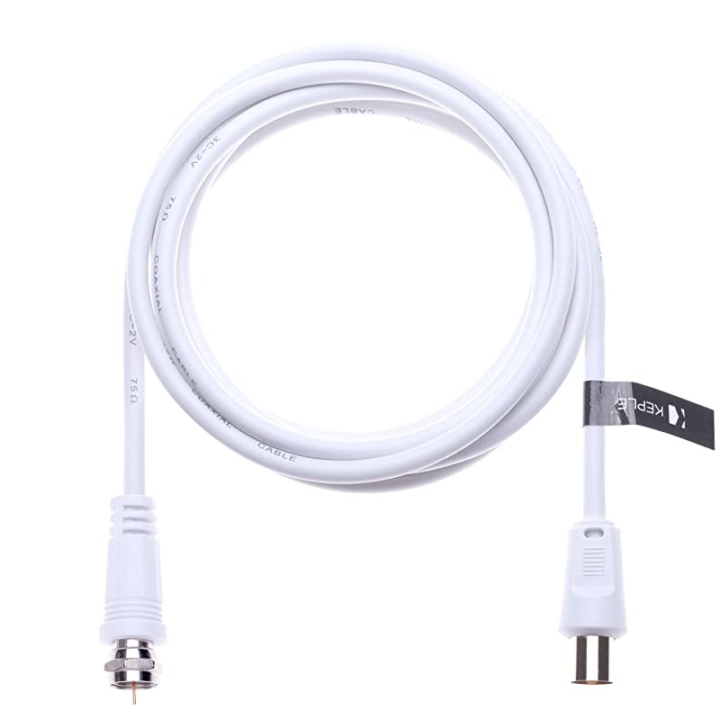 Aerial F Connector Male Plug to RF MMale Cable for Satellite Sat Freesat Xfinity ATampT Wow T TV HDTV DVB DVD RadioCoax Ariel Freeview Lead Television Antenna Cord Broadband 3 ft White