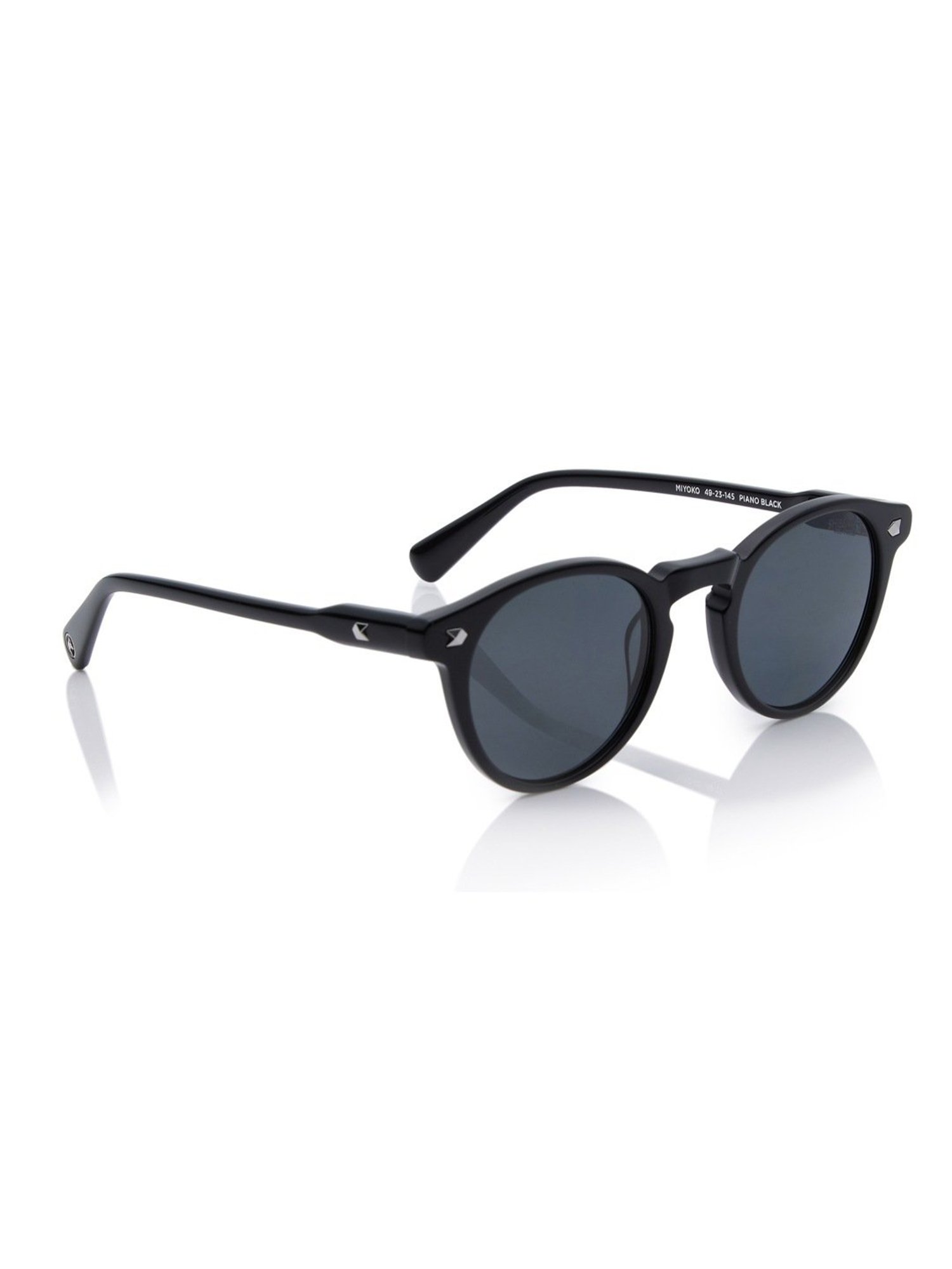 Shisen Fox Miyoko Piano Black Rectangular Unisex Polarized UV Protection Sunglasses -49 mm