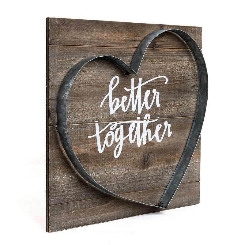 16"x16" Better Together Metal and Wood Plank Wall Art Brown - Patton Wall Decor