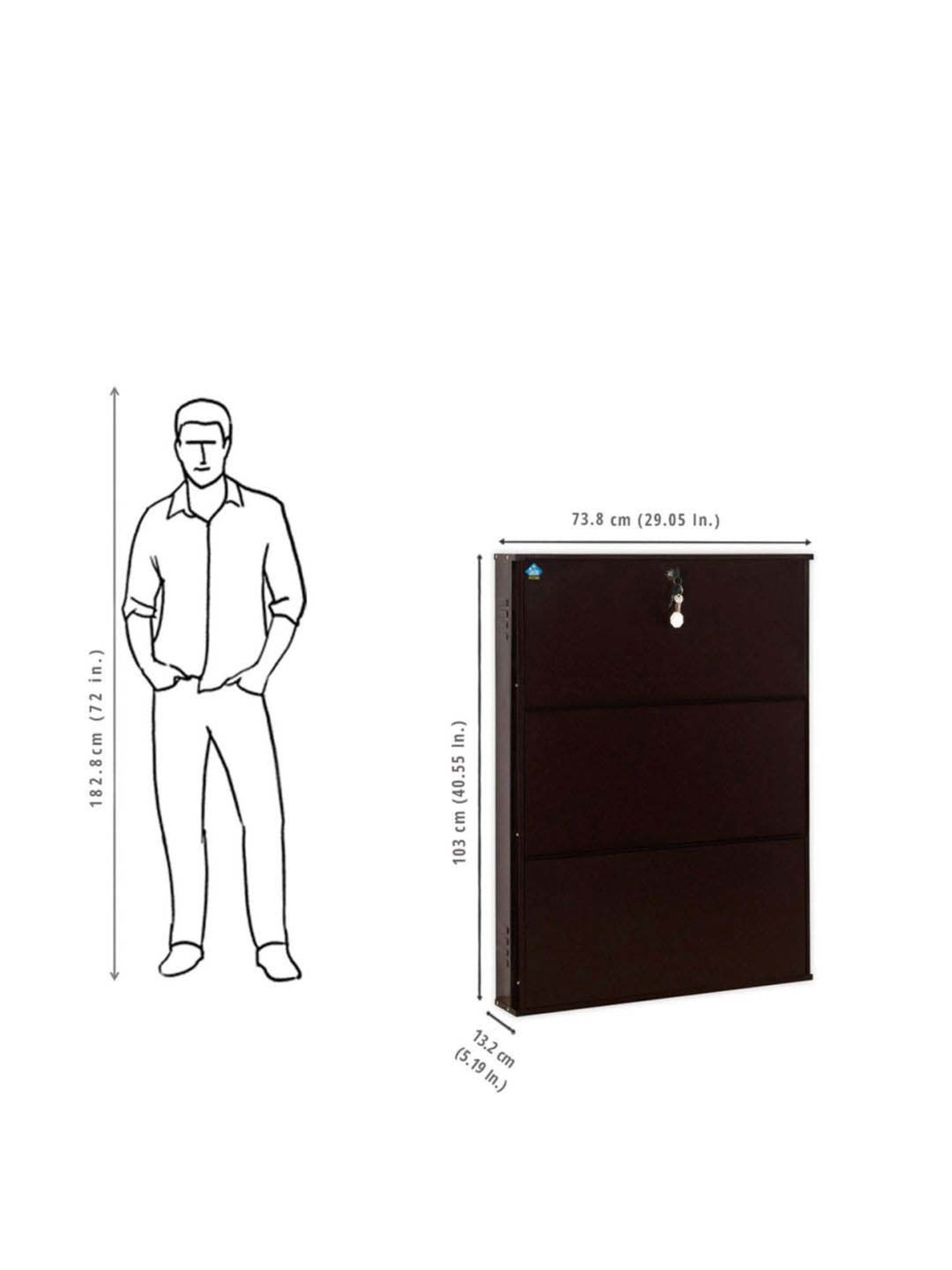 Delite Kom Metal Shoe Rack - 29" 3 Shelf, Coffee, PowderCoat, Wall Mount, DIY