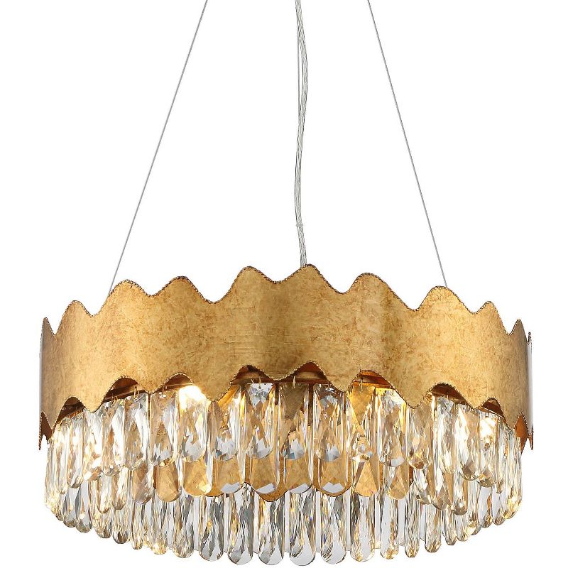 Possini Euro Design Bernice 19 3/4" Wide Gold Leaf and Crystal 6-Light LED Pendant Light