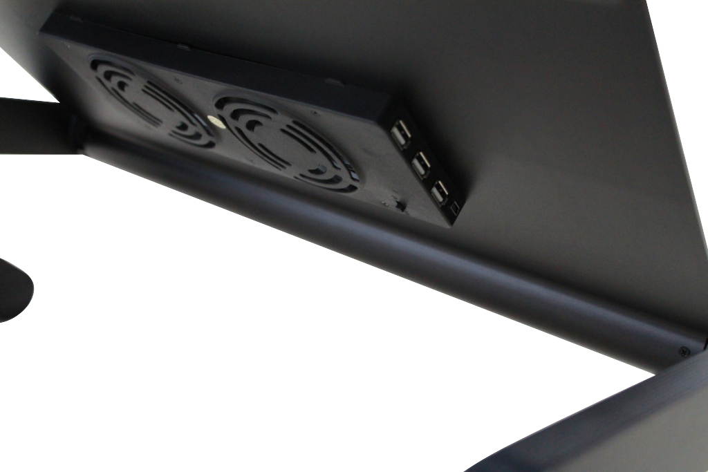 WorkEZ Executive Adjustable Ergonomic Laptop Cooling Stand Lap Desk for Bed Couch with 2 Fans & 3 USB Ports Folding Aluminum Desktop Riser Tray Height Tilt Angle Portable MacBook Cooler Cooling, Black