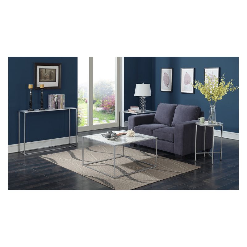 Gold Coast Faux Marble Coffee Table Faux Marble/Silver - Breighton Home