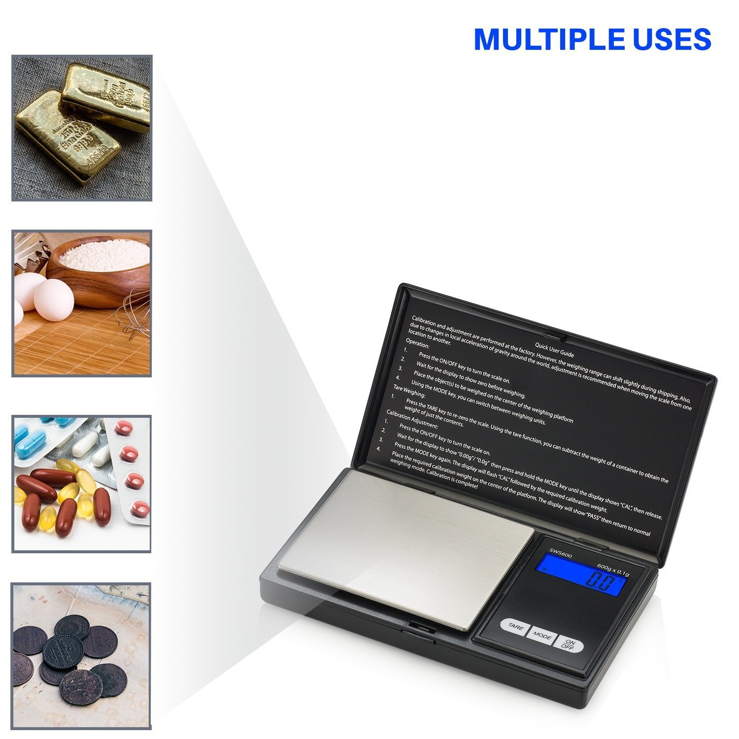 Smart Weigh SWS600 Elite Pocket Sized Digital Gram Scale 600 x 0.1 Grams, Black