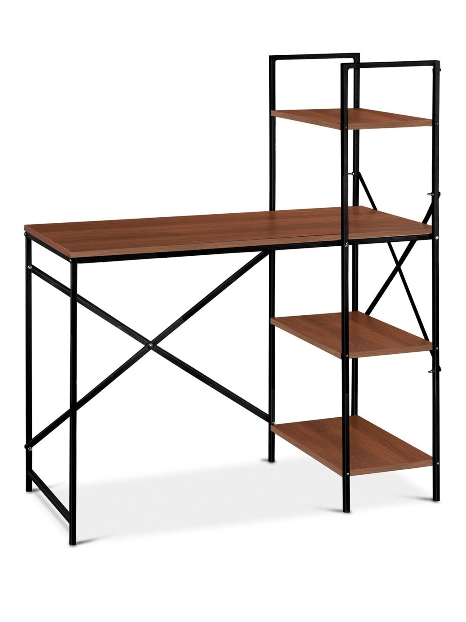 Delite Kom Victor Acacia Dark Black Metal Free Standing Study Table