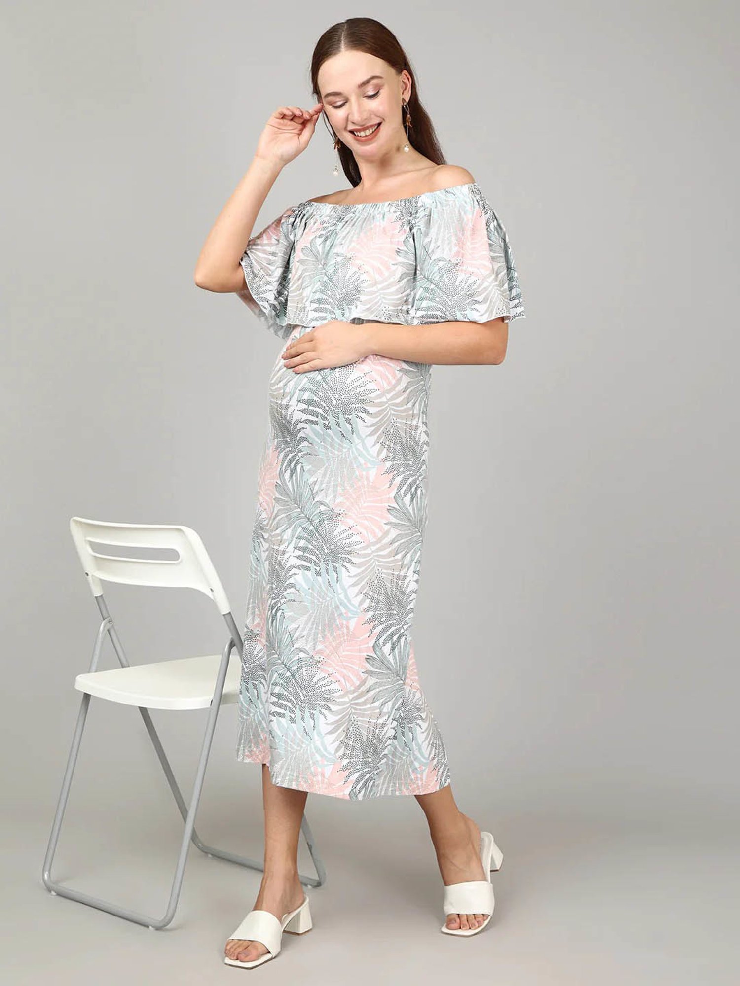 The Mom Store Multicolor Cotton Printed Maternity & Nursing Dress