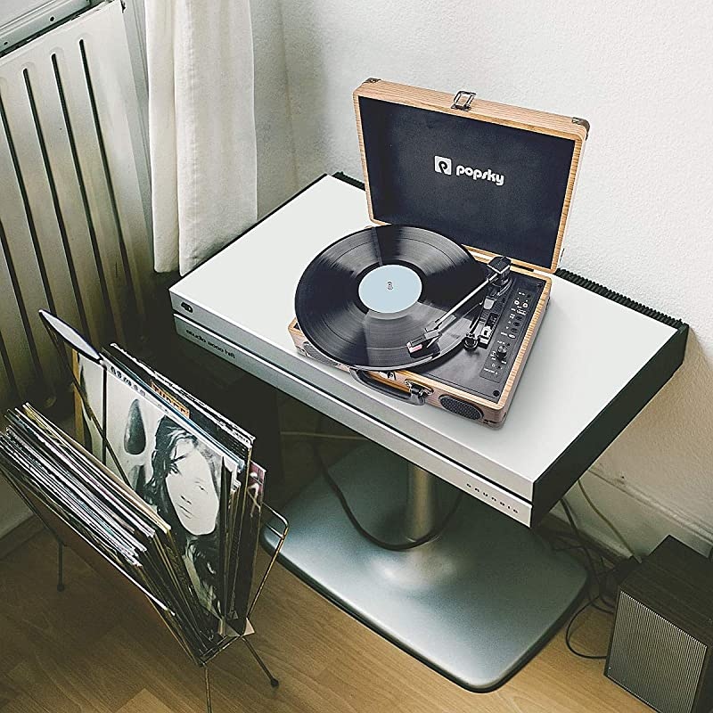 Record Player 3Speed Vintage Style Turntable Bluetooth Record Player with Builtin Stereo Speakers Portable Suitcase LP Vinyl Player Headphone USB RCA Jack