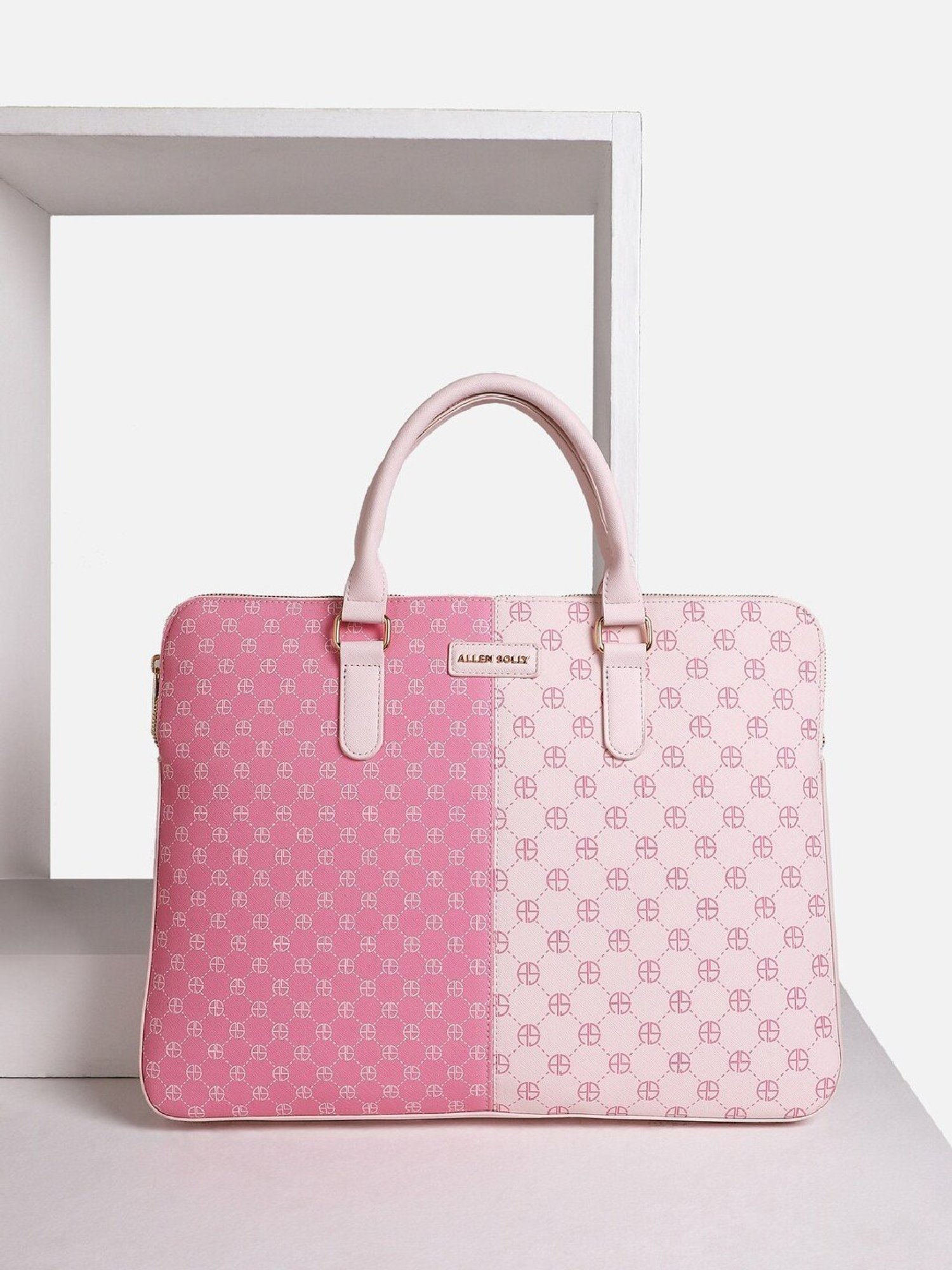 Allen Solly Pink PU Laptop Messenger Bag