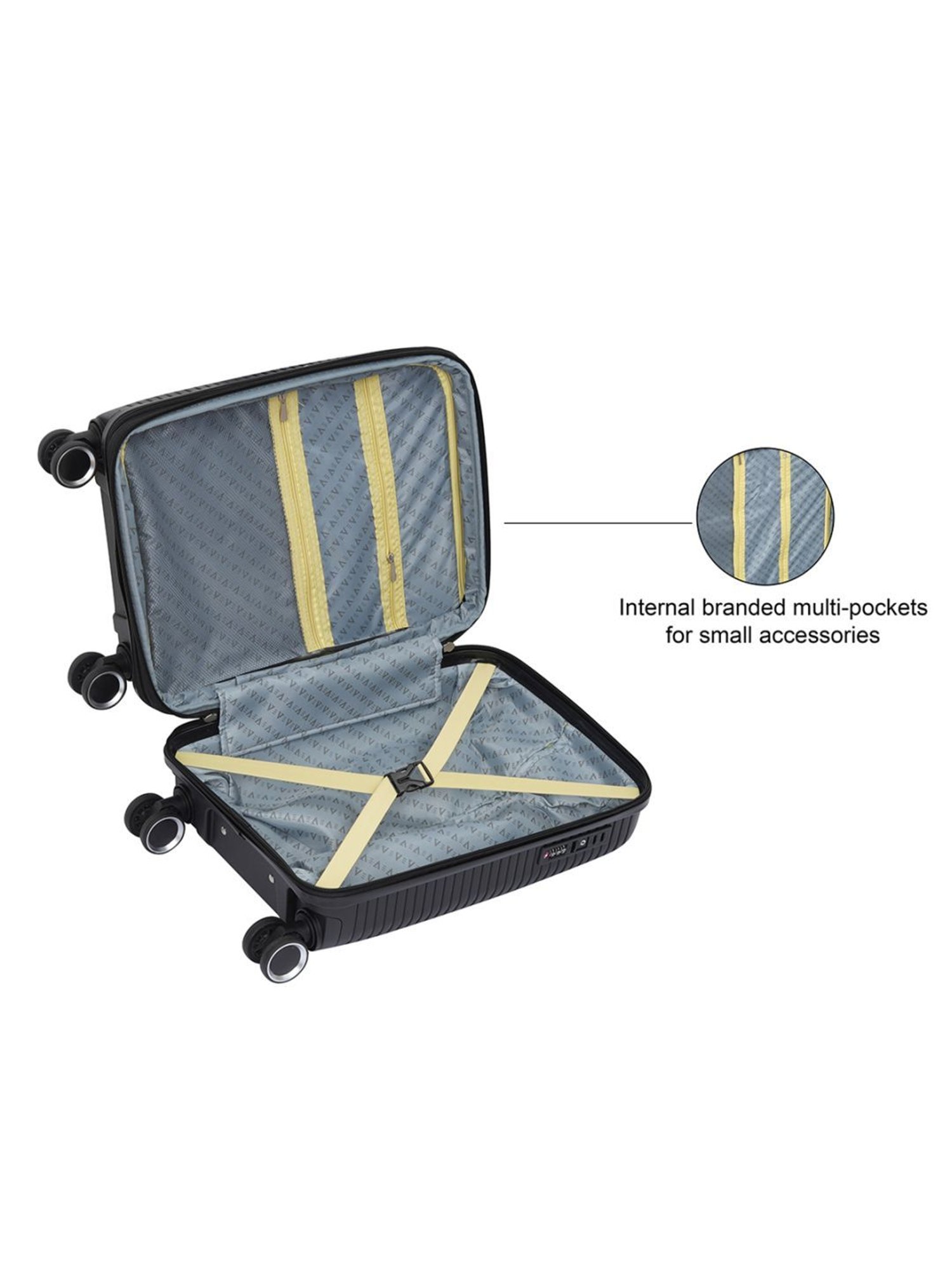 The Vertical Stellar Black Wheels 8 Small Hard Cabin Trolley Bag