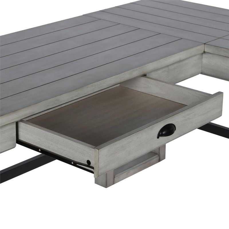 Hathaway L-Shaped Desk with Lift Top Rustic White - Room & Joy