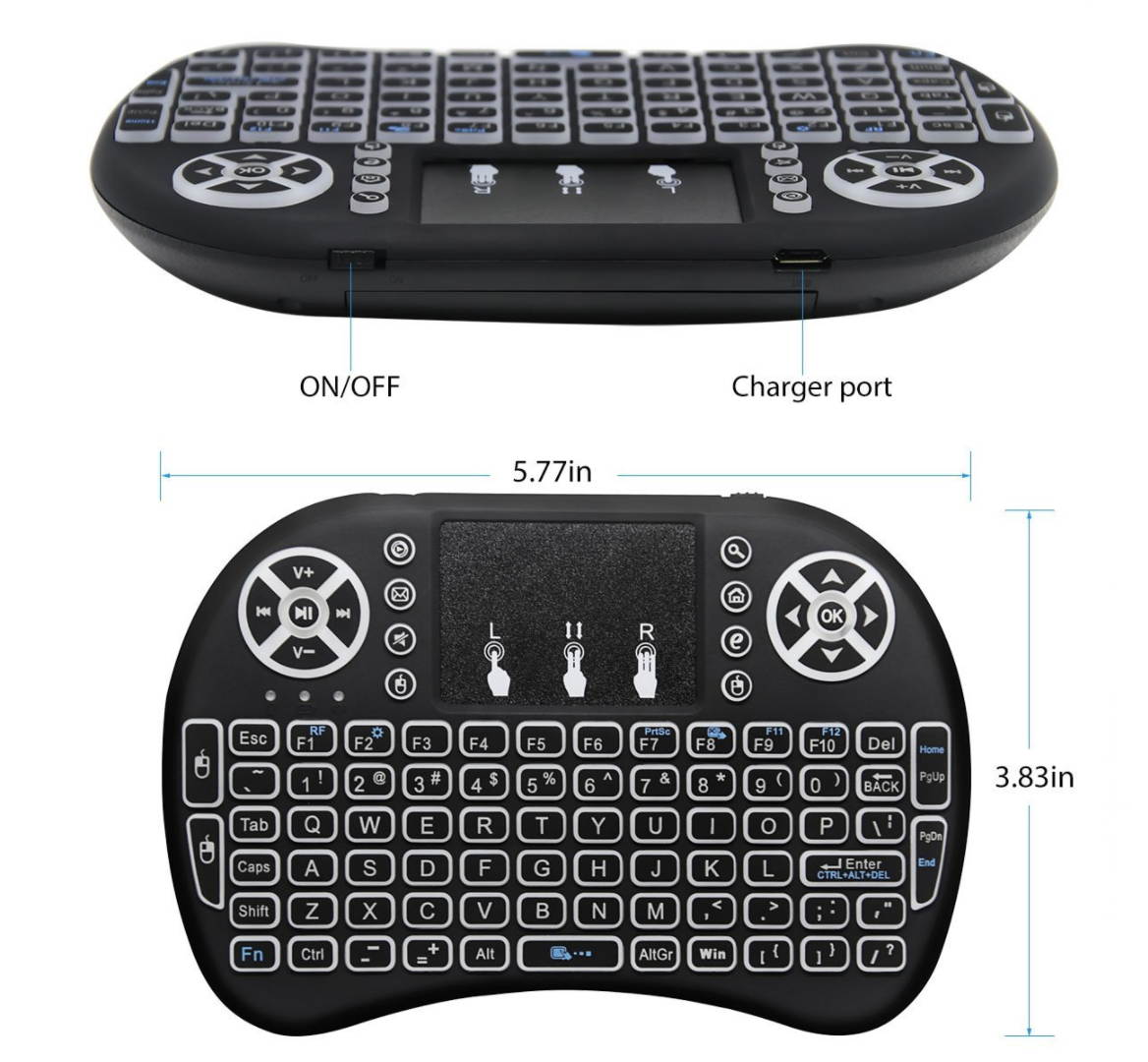 Remote Mini Wireless Keyboard, i8 plus 2.4GHz Portable 3 color backlight Wireless Keyboard with Touchpad Mouse, Best For Android Smart Tv Box HTPC IPTV PC Pad XBOX