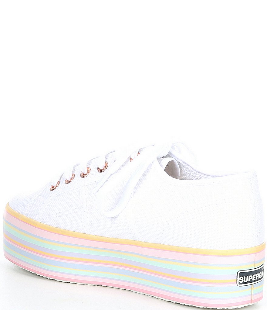 Superga Women's 2790 Rainbow Striped Platform Lace-Up Sneakers