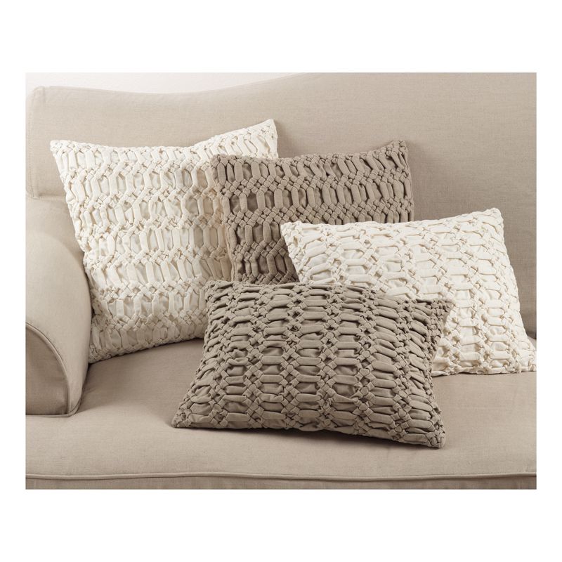20"x20" Smocked Down Filled Throw Pillow Taupe - Saro Lifestyle
