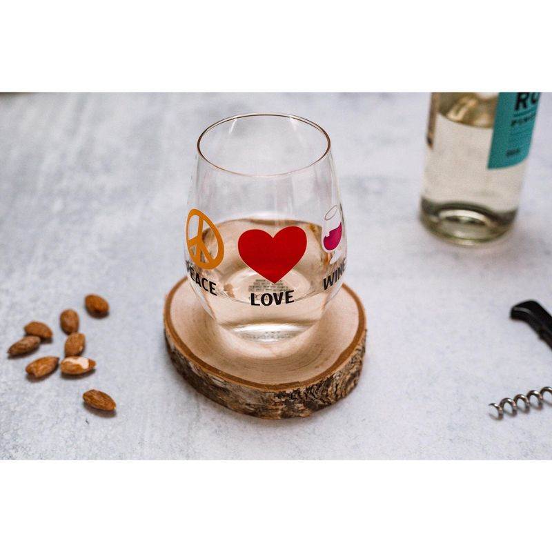 Toynk "Peace Love Wine" Oversized Stemless Wine Glass | Holds 20 Ounces