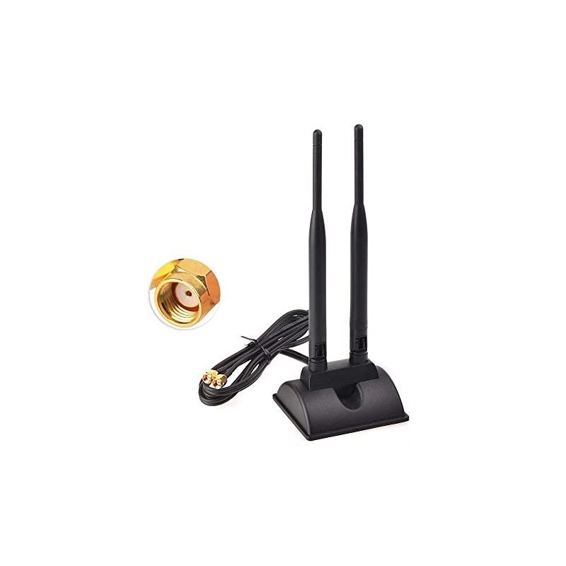 Dual WiFi Antenna with RPSMA Male Connector 24GHz 5GHz Dual Band Antenna Magnetic Base for PCIE WiFi Network Card USB WiFi Adapter Wireless Router Mobile Hotspot