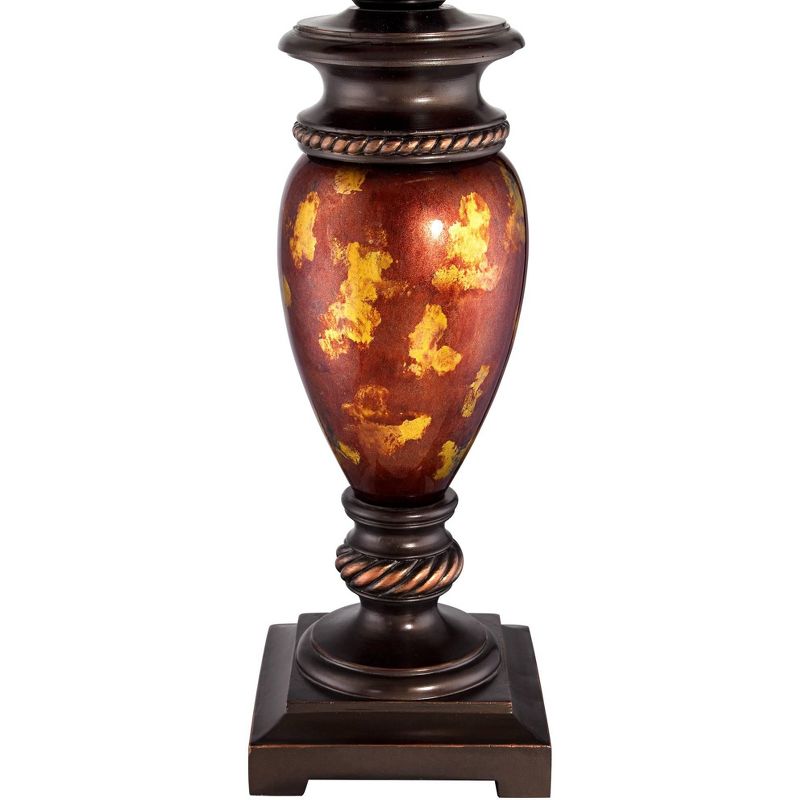 Barnes and Ivy Traditional Table Lamp Bronze Metal Urn Tortoise Shell Glass Off White Pleated Shade for Living Room Family Bedroom