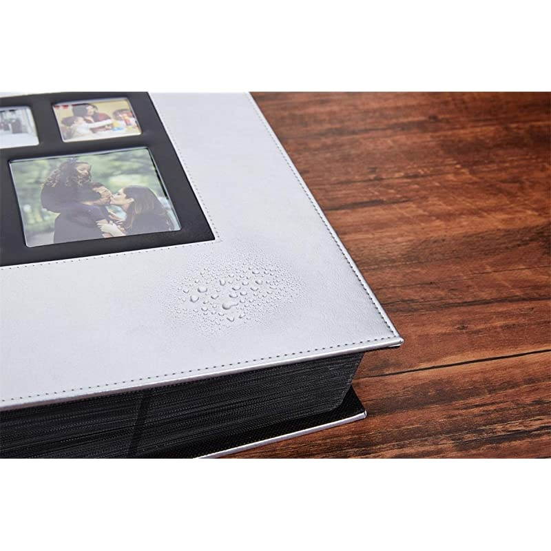 Photo Album 4x6 800 Photos, Large Capacity Wedding Family Leather Cover Picture Albums Holds Horizontal and Vertical 4x6 Photos with Black Pages Silver