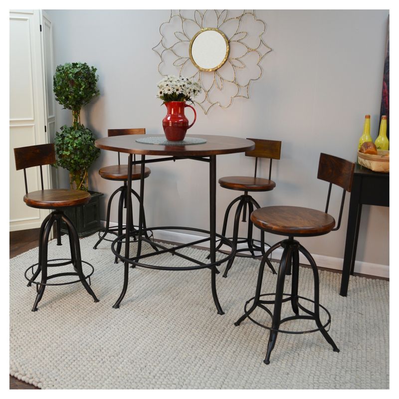 Wren Adjustable Stool with Back - Chestnut/Black - Carolina Chair and Table