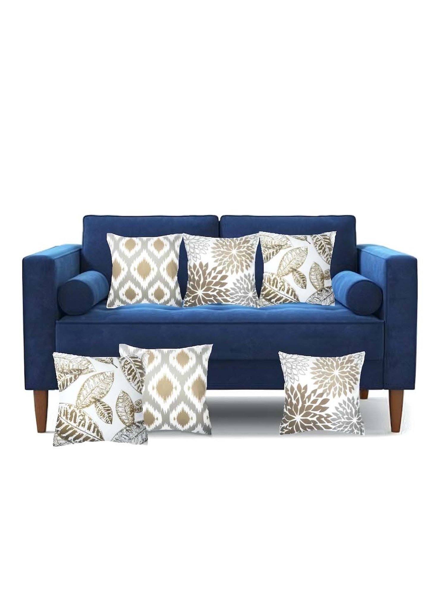 MODERN HOMES Beige Cotton Cushion Covers - Set of 6