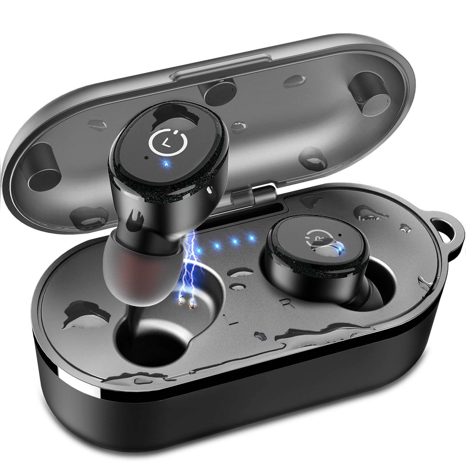 Bluetooth 5.0 Wireless Earbuds with Wireless Charging Case? IPX8 Waterproof TWS Stereo Headphones in-Ear Built-in Mic Headset Premium Sound with Deep Bass for Sport, Wireless Earbuds