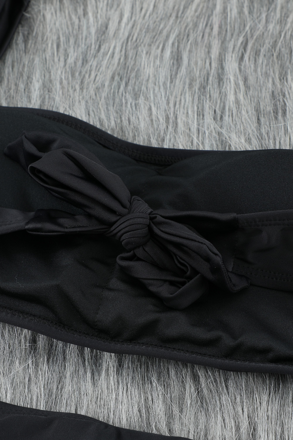 Black Sexy Puff Sleeve High Waisted Swimsuit