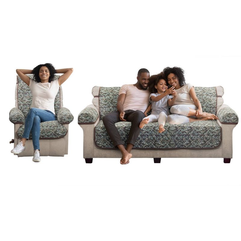 3pc Reversible Camouflage Quilted Recliner Cover Chocolate- Zenna Home