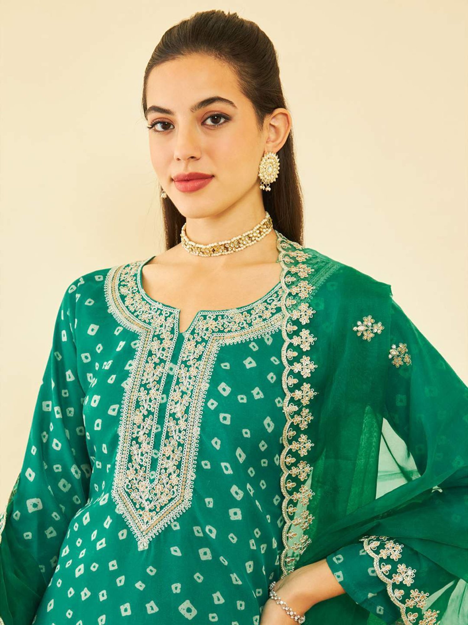 Soch Green Embroidered Unstitched Dress Material