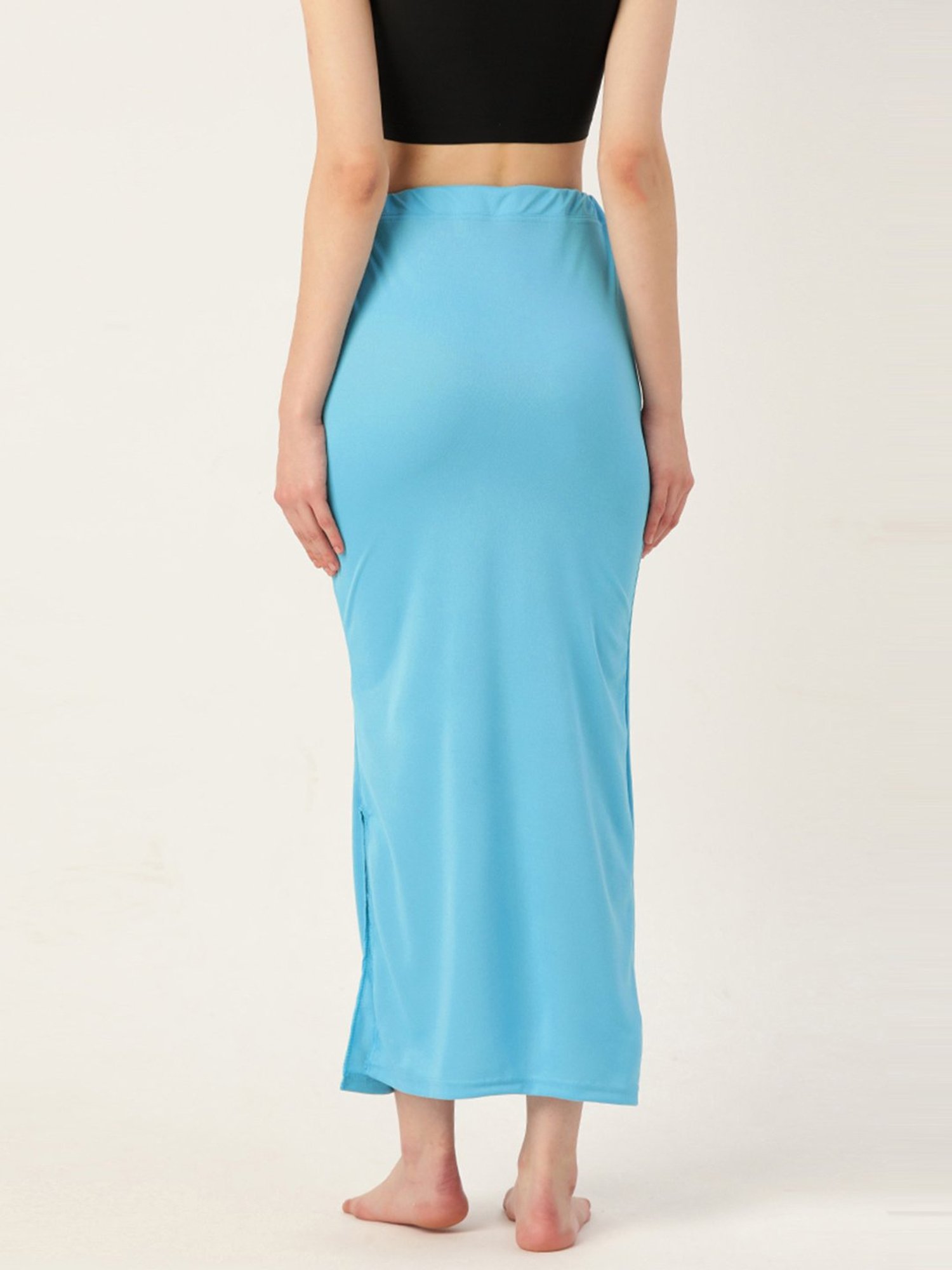 Ms.Lingies Blue Plain Saree Shapewear