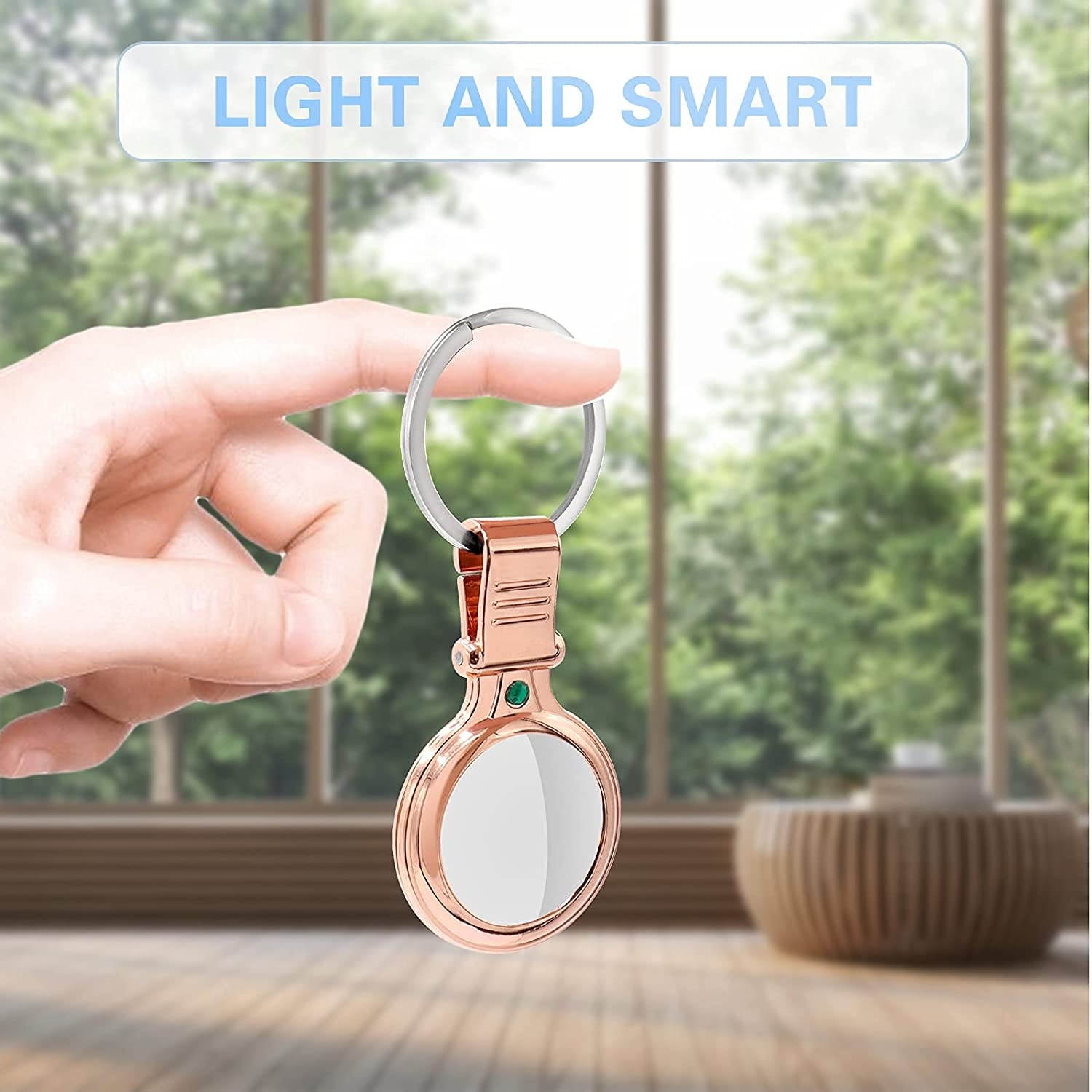 Metal AirTags Case Compatible with Apple AirTags 2021- Airtag Keychain Holder with PET Protection Film- Anti-Scratch Shockproof Protective Case for AirTag Finder (Rose Gold-1PCS)