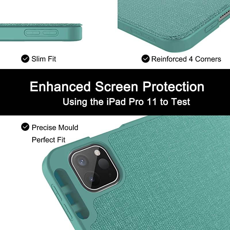 New iPad Pro 11 Case 2020 2018 with Pencil Holder Full Body Protection + Apple Pencil Charging + Auto WakeSleep Soft TPU Back Cover for 2020 iPad Pro 11 inchLake Blue