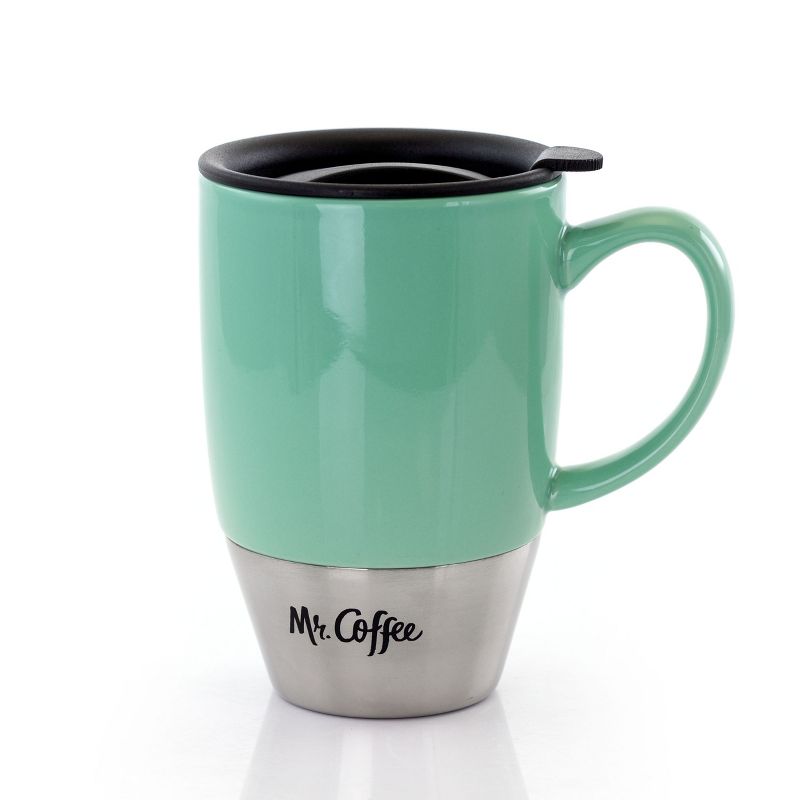 Mr. Coffee Couplet Pastel 3 Piece 15 Ounce Stoneware and Stainless Steel Travel Cups