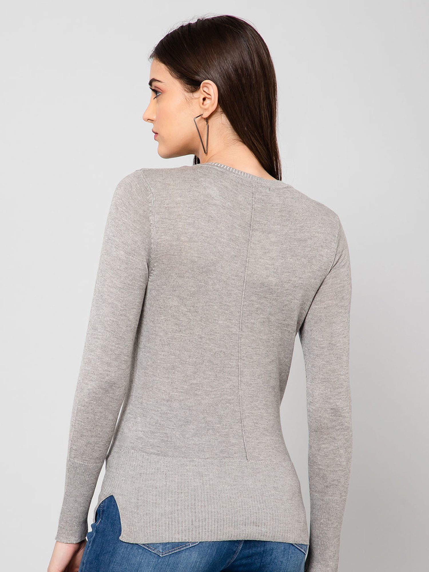 Crozo By Cantabil Grey Wool Pullover