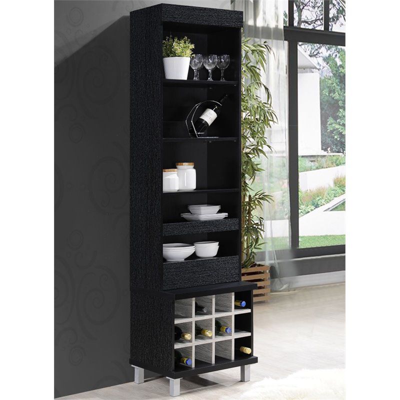 Tall Standing Wine Hutch in Black - Hodedah