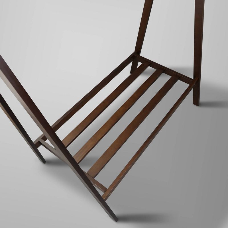 Solid Wood Garment Rack with Shelf Truffle Brown - Flora Home