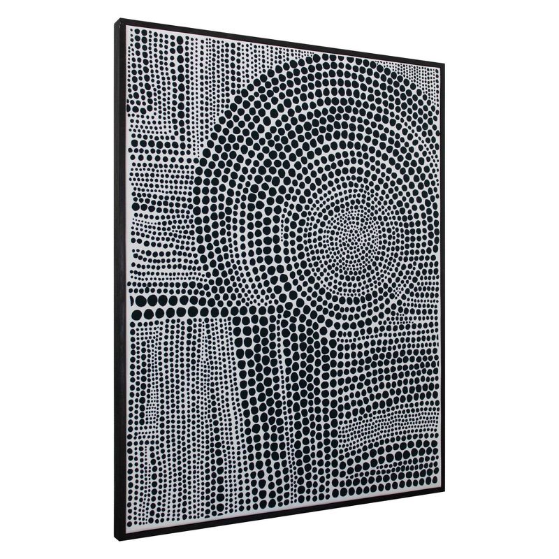 30" x 40" Clustered Dots by Natasha Marie Framed Wall Art Canvas Black/White - Fine Art Canvas