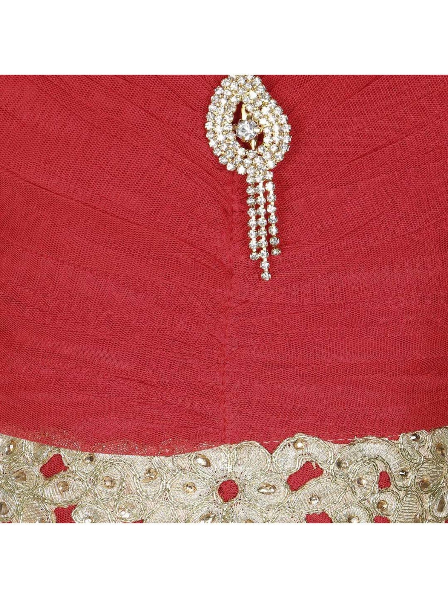 AJ Dezines Kids Red Zari Work Gown