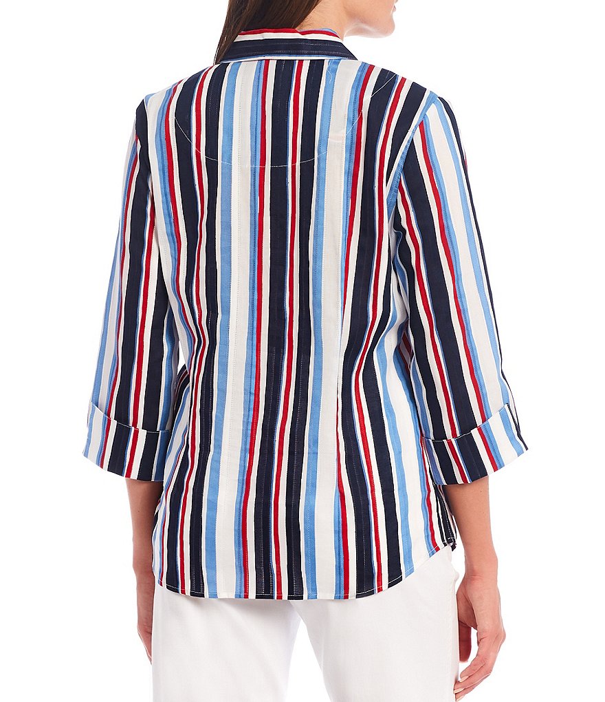 Eva Varro Animal Print Knit Jersey 3/4 Slit Sleeve Tunic