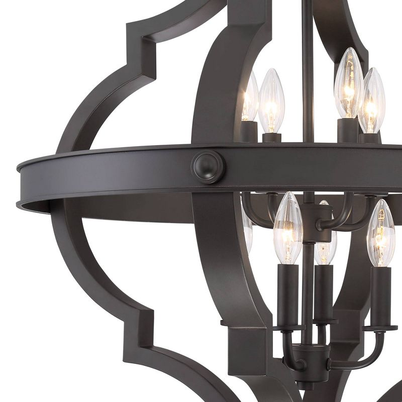 Regency Hill Bronze Ornate Cage Pendant Chandelier 25 1/4" Wide 8-Light Fixture for Dining Room House Foyer Kitchen Entryway