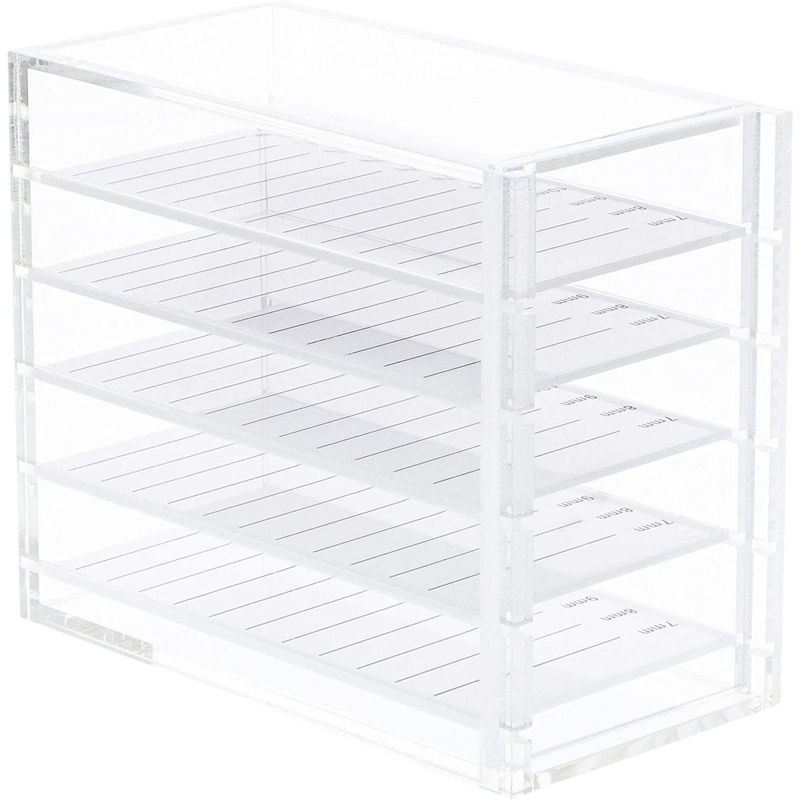 Juvale Acrylic 5 Layer Clear Eyelash Storage Box, Organizer (4.5 x 3.5 in)