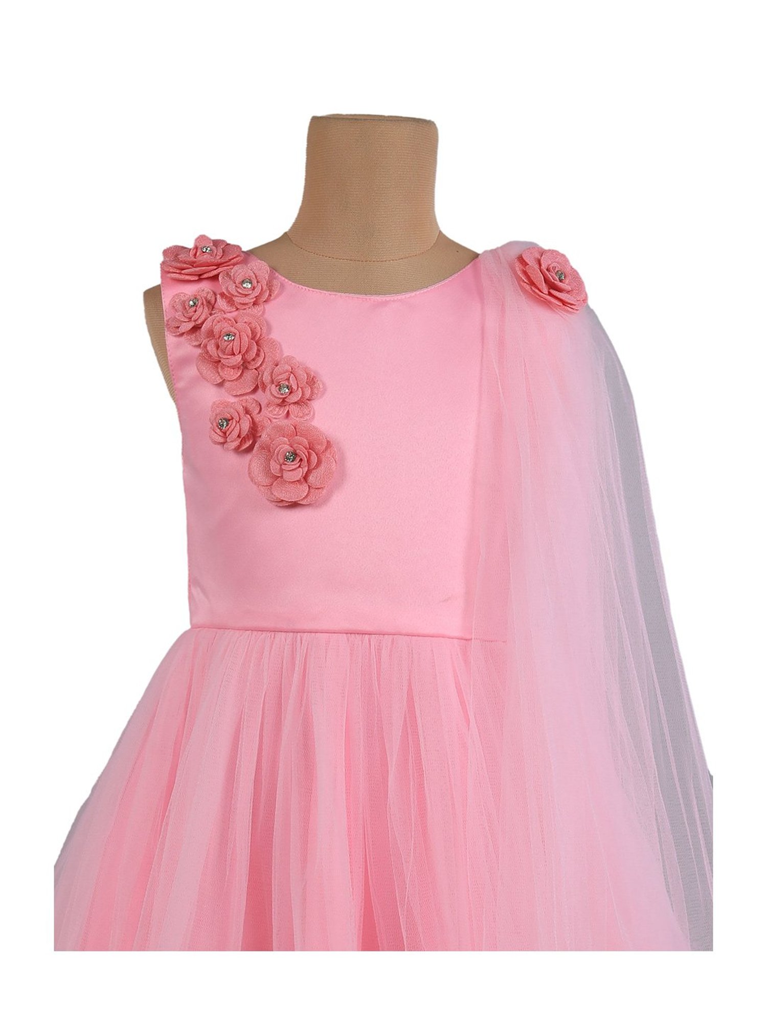 The Magic Wand Kids Pink Applique Dress with Corsage