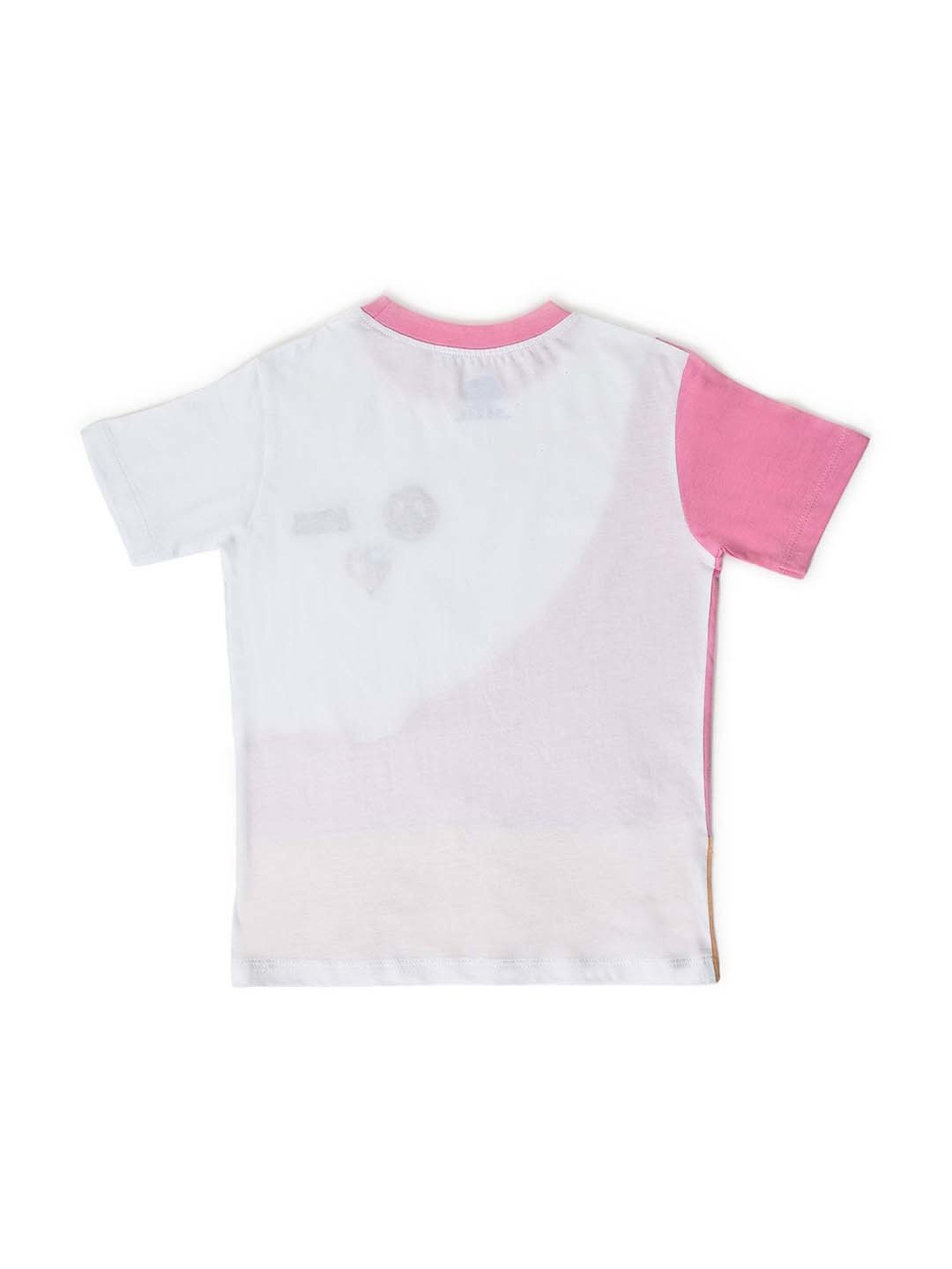 MiArcus Kids White & Pink Printed T-Shirt