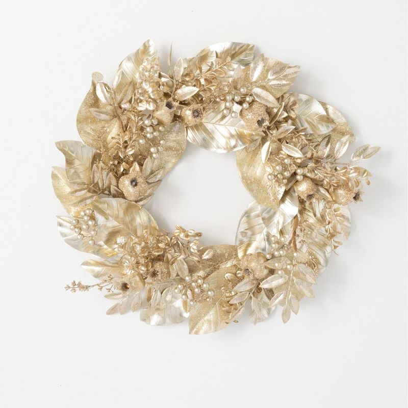 Sullivans Magnolia & Pomegranate Artificial Wreath 24"H Gold
