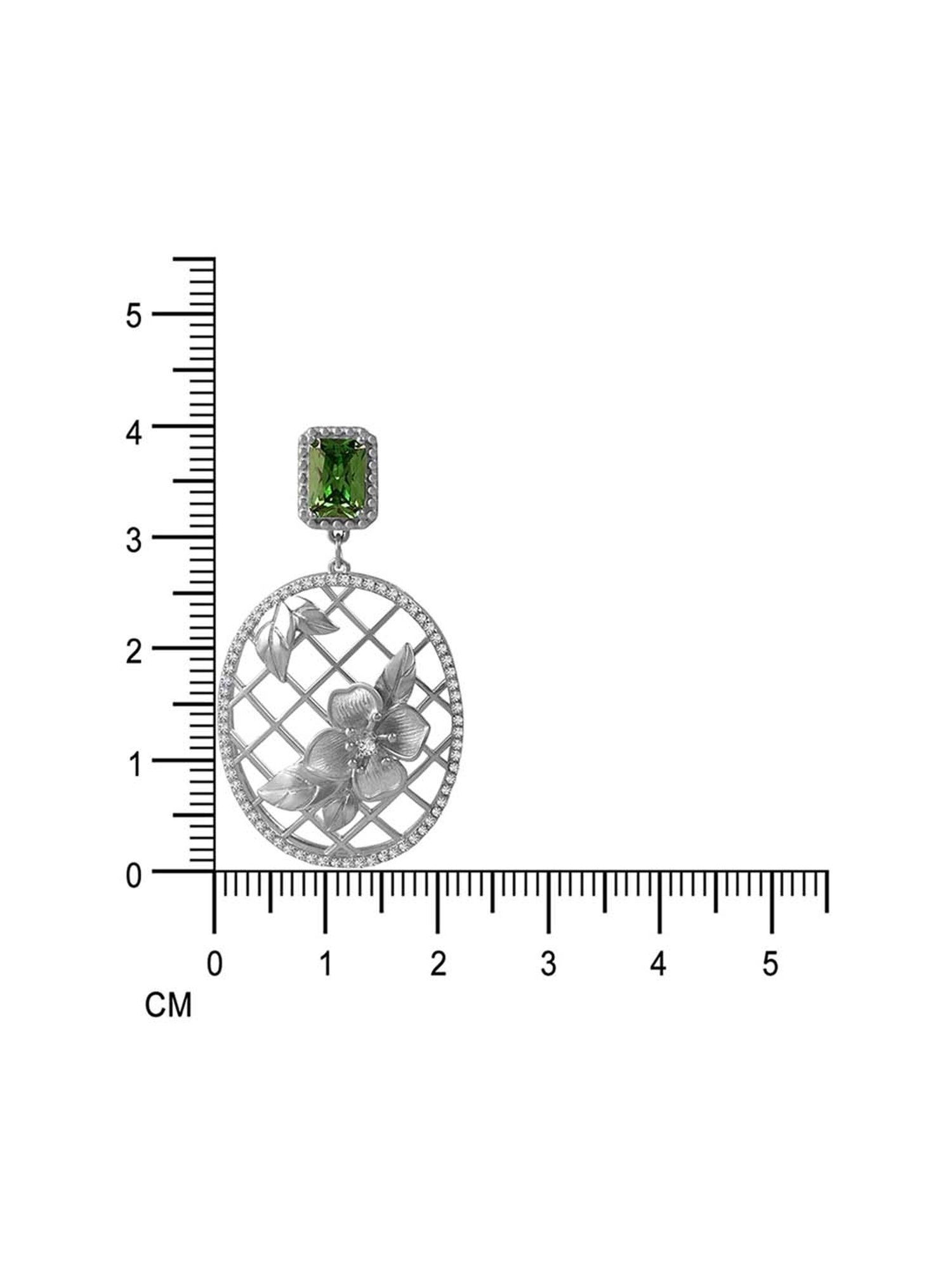 Rihi by P.C. Chandra Jewellers 92.5 Sterling Silver Green Stone Oval Drop Earrings for Women & Girls